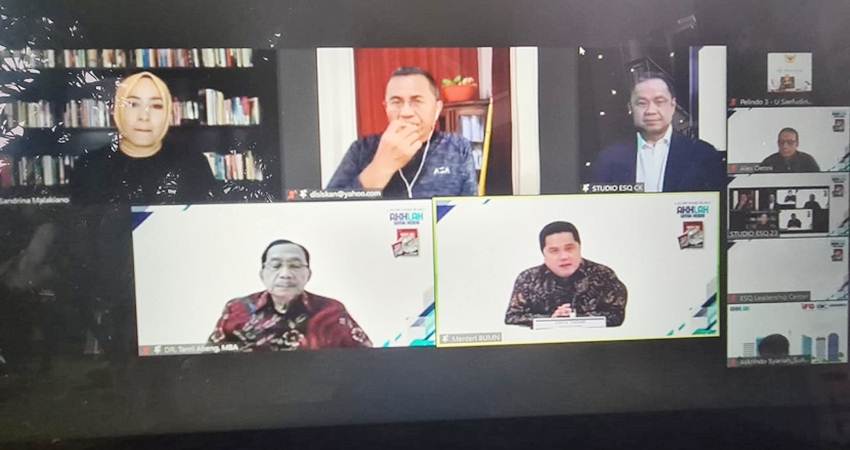 Tanri Abeng dalam sebuah forum diskusi bersama Menteri BUMN Erick Thohir dan Dahlan Iskan.--